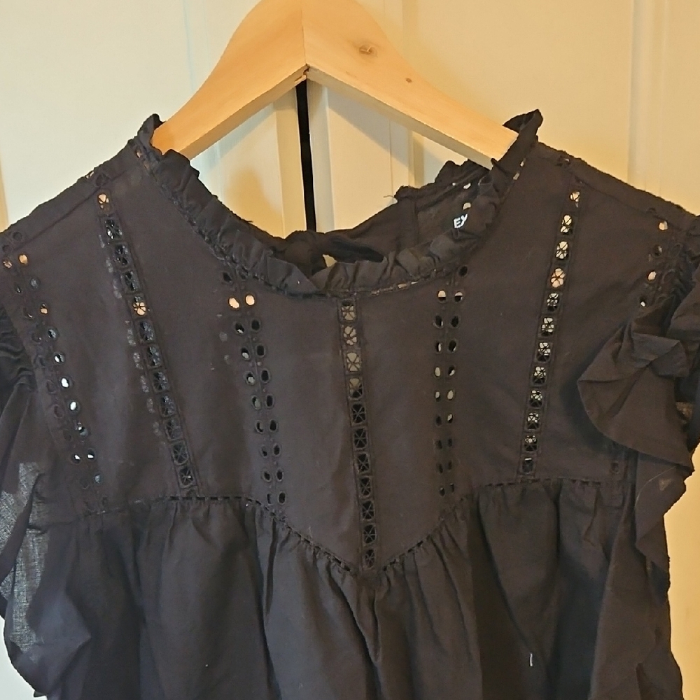 Express Black Ruffled Blouse - Picture 2 of 5